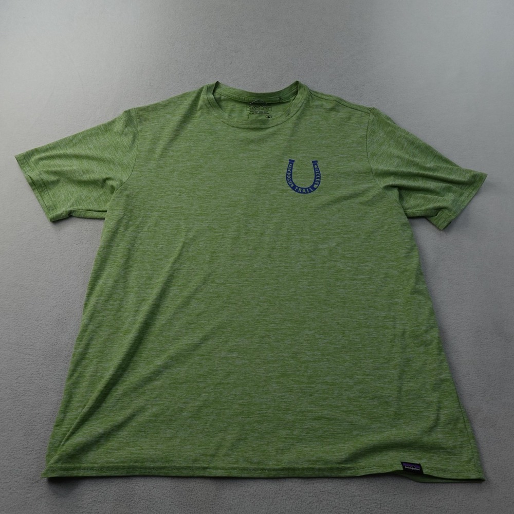 Patagonia Capilene Cool Daily Shirt Mens L Green Blaze Trails Run Wild Running